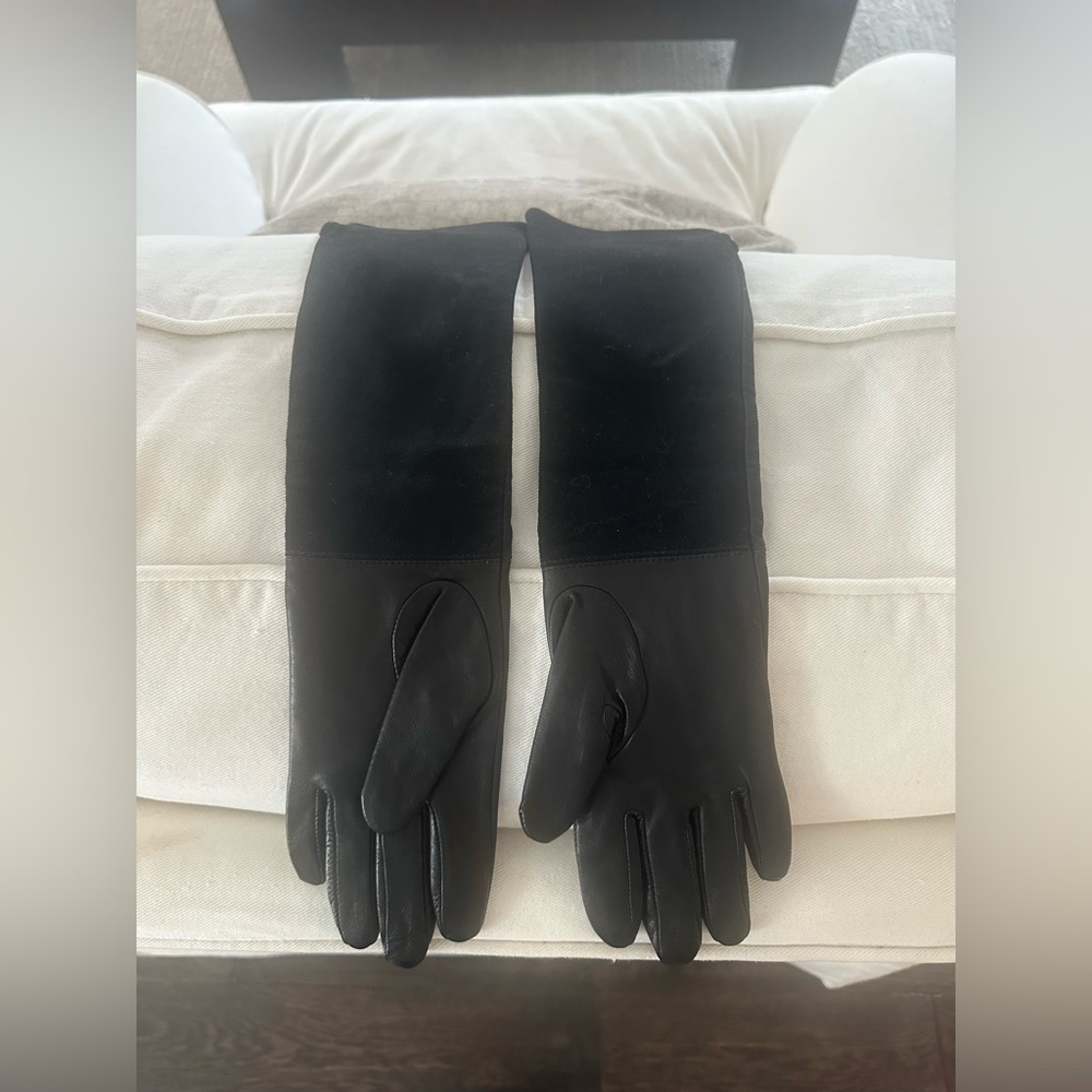 Ralph Lauren, Black suede/Leather Gloves